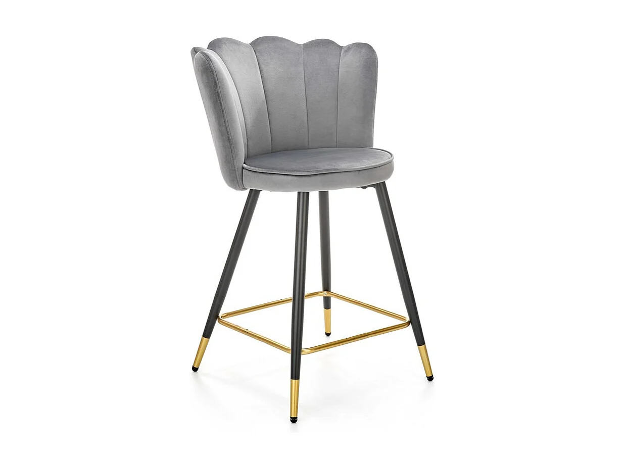 Tabouret de bar design velours gris Sundo