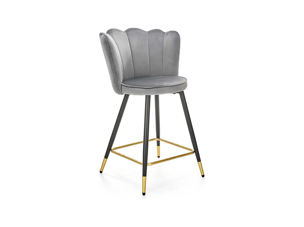 Tabouret de bar design velours gris Sundo