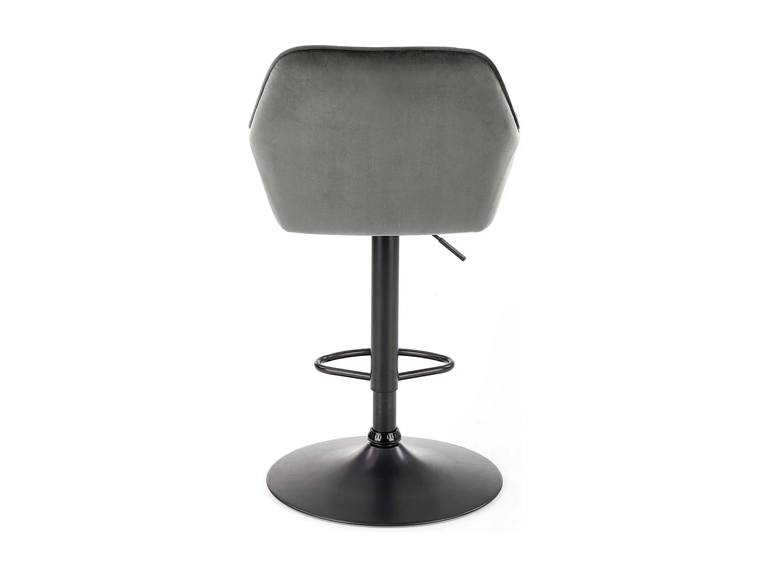 Chaise de bar ajustable en hauteur en velours gris avec pied en métal EDEN