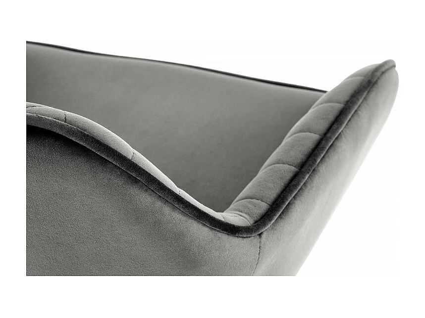 Chaise de bar ajustable en hauteur en velours gris avec pied en métal EDEN