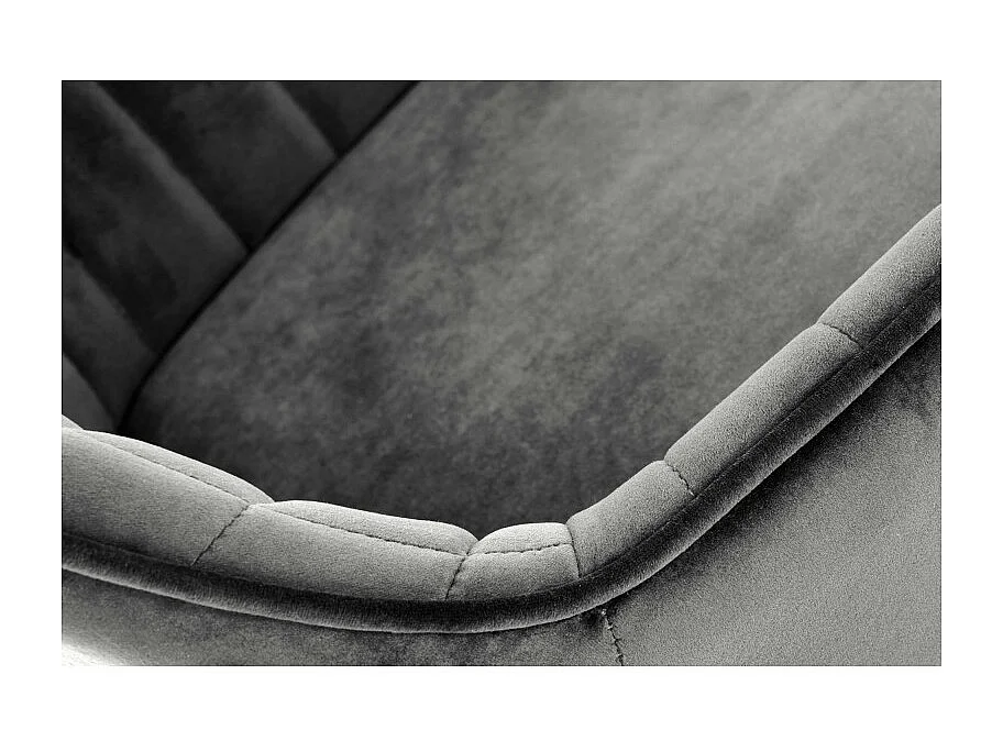 Chaise de bar ajustable en hauteur en velours gris avec pied en métal EDEN