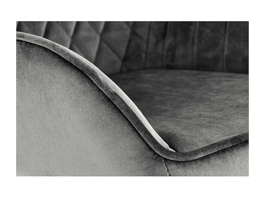 Chaise de bar ajustable en hauteur en velours gris avec pied en métal EDEN