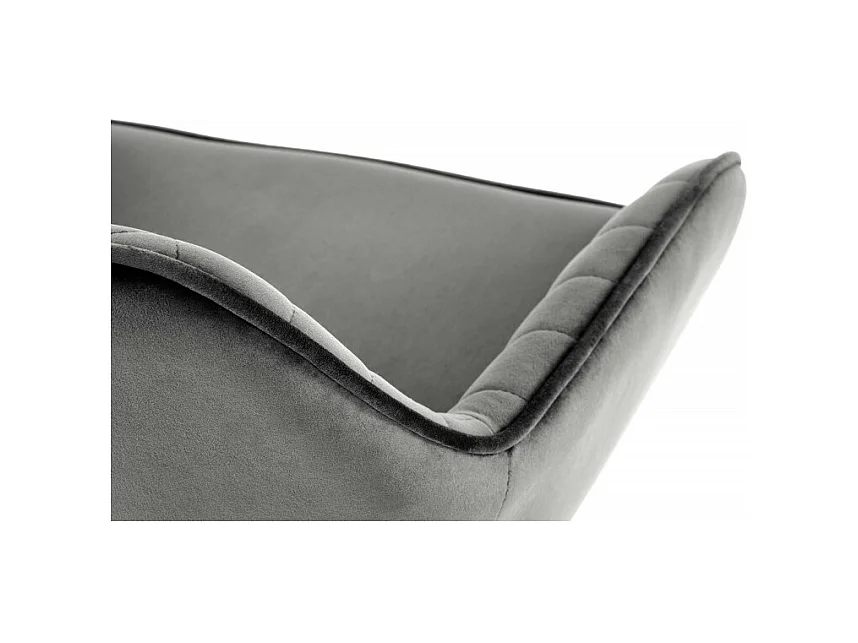 Silla de bar regulable en altura de terciopelo gris con patas de metal EDEN