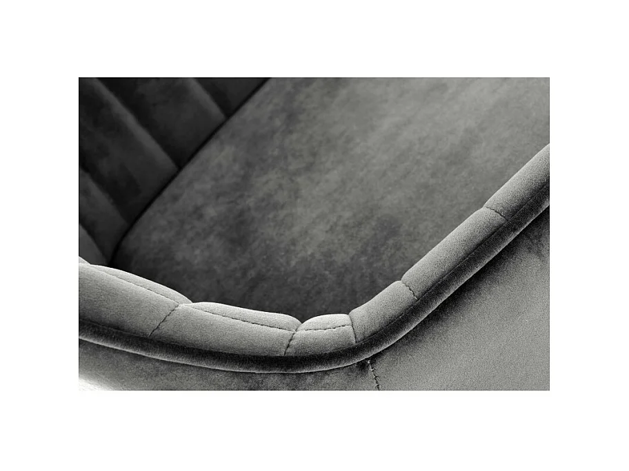 Silla de bar regulable en altura de terciopelo gris con patas de metal EDEN