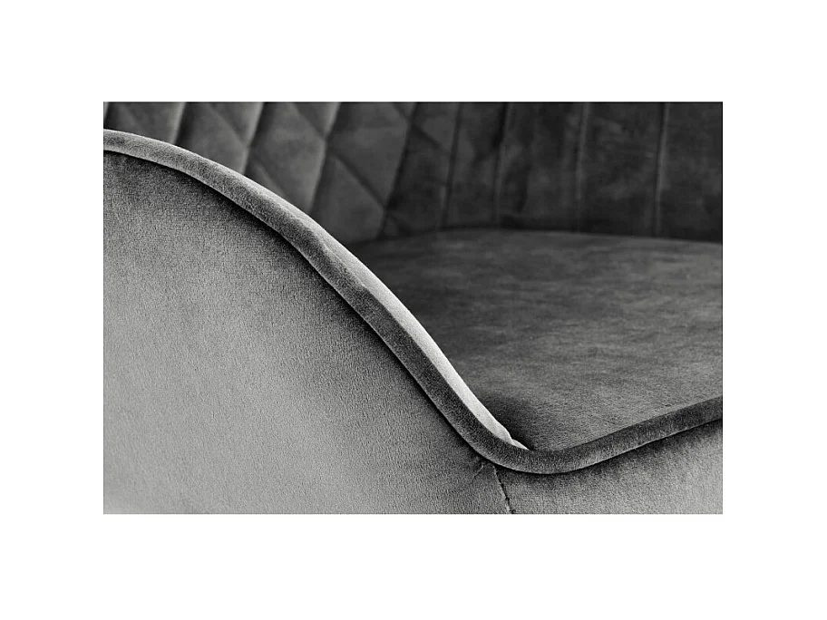 Silla de bar regulable en altura de terciopelo gris con patas de metal EDEN