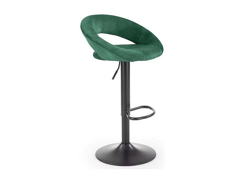 Tabouret de bar contemporain en velours vert avec structure en métal noir BEDIVERE