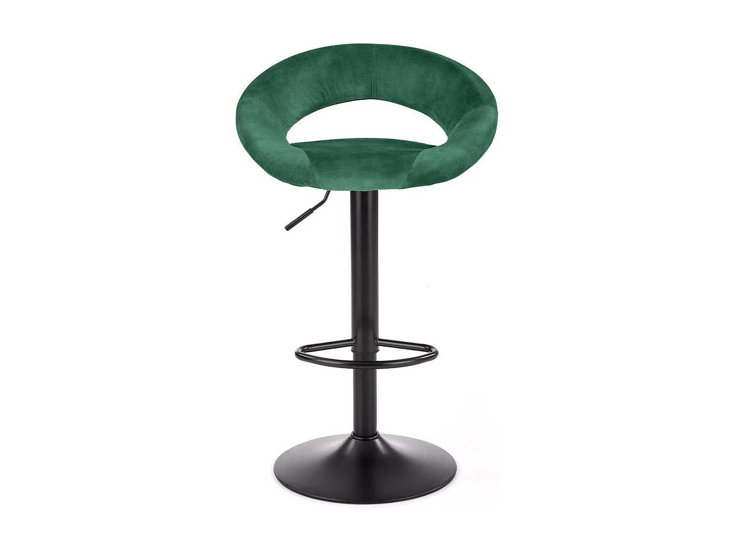Tabouret de bar contemporain en velours vert avec structure en métal noir BEDIVERE