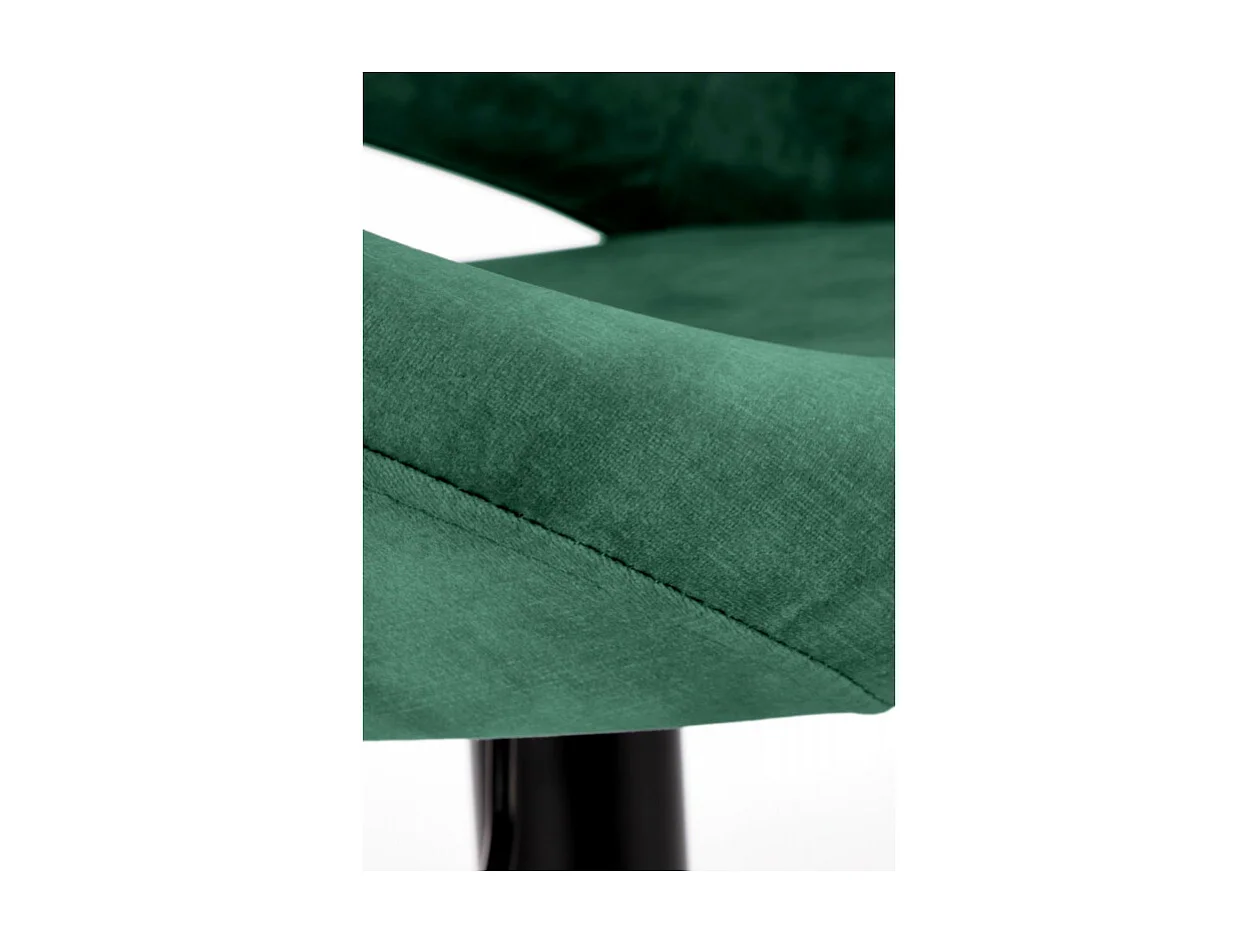 Tabouret de bar contemporain en velours vert avec structure en métal noir BEDIVERE