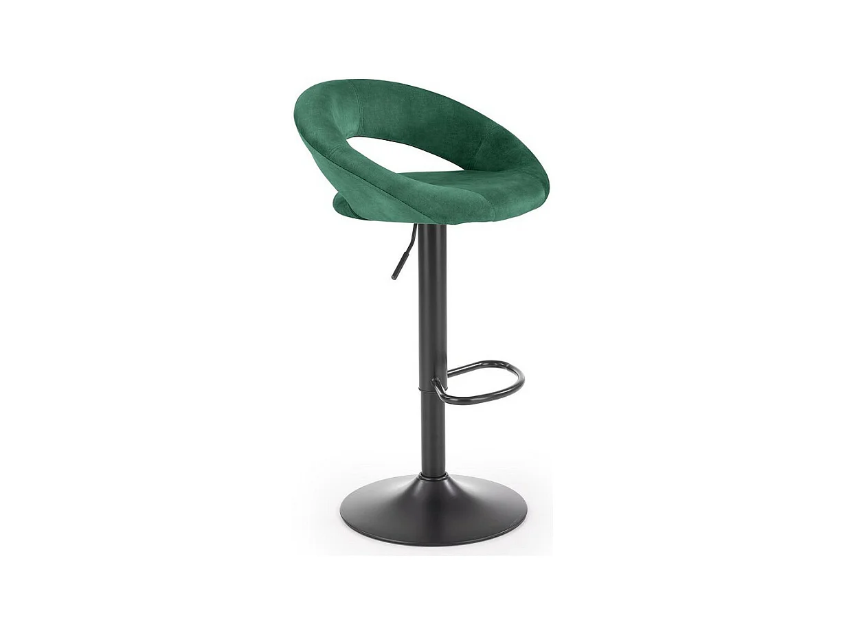 Tabouret de bar contemporain en velours vert avec structure en métal noir BEDIVERE