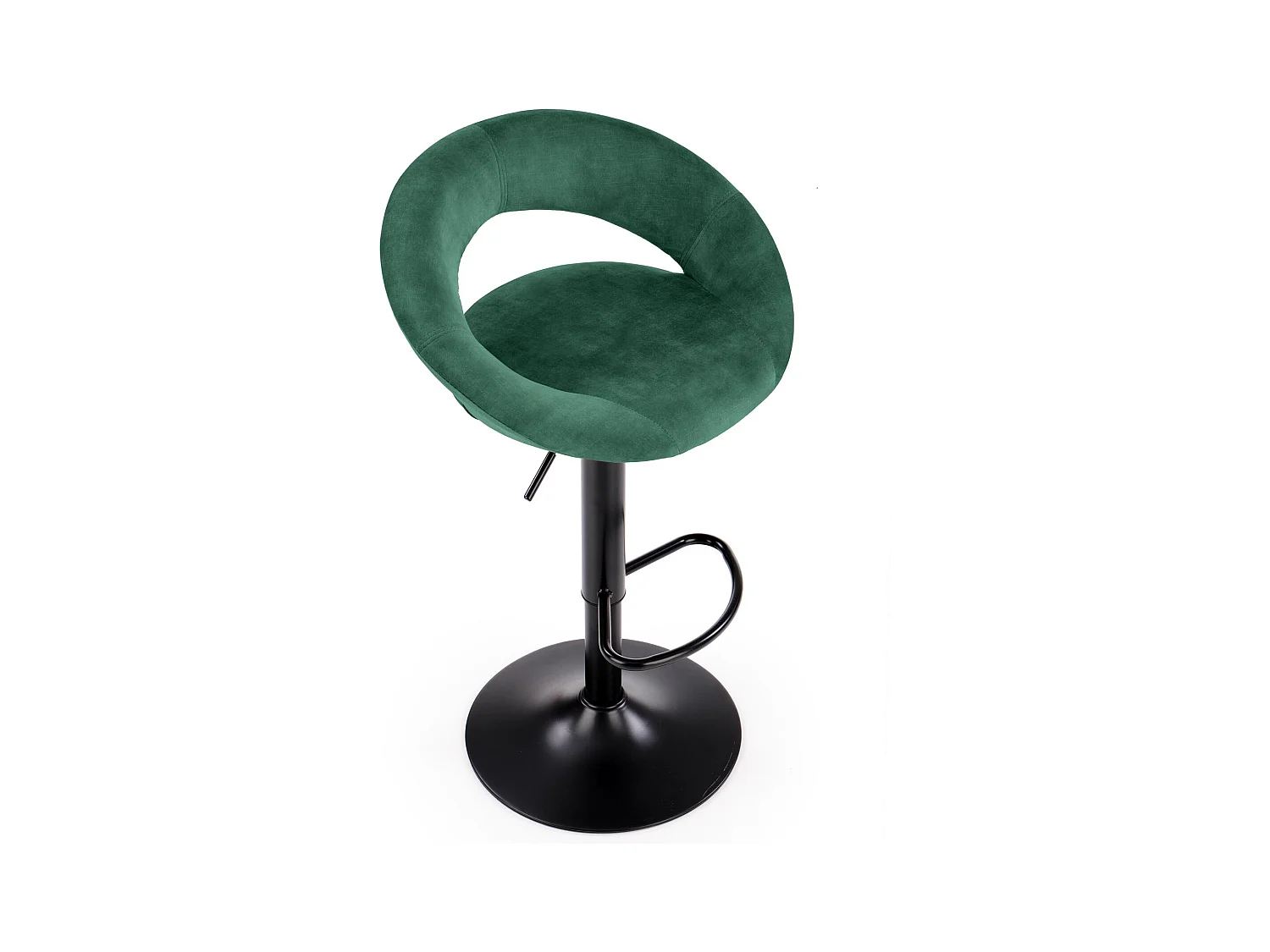 Taburete de bar contemporáneo de terciopelo verde con estructura de metal negro BEDIVERE