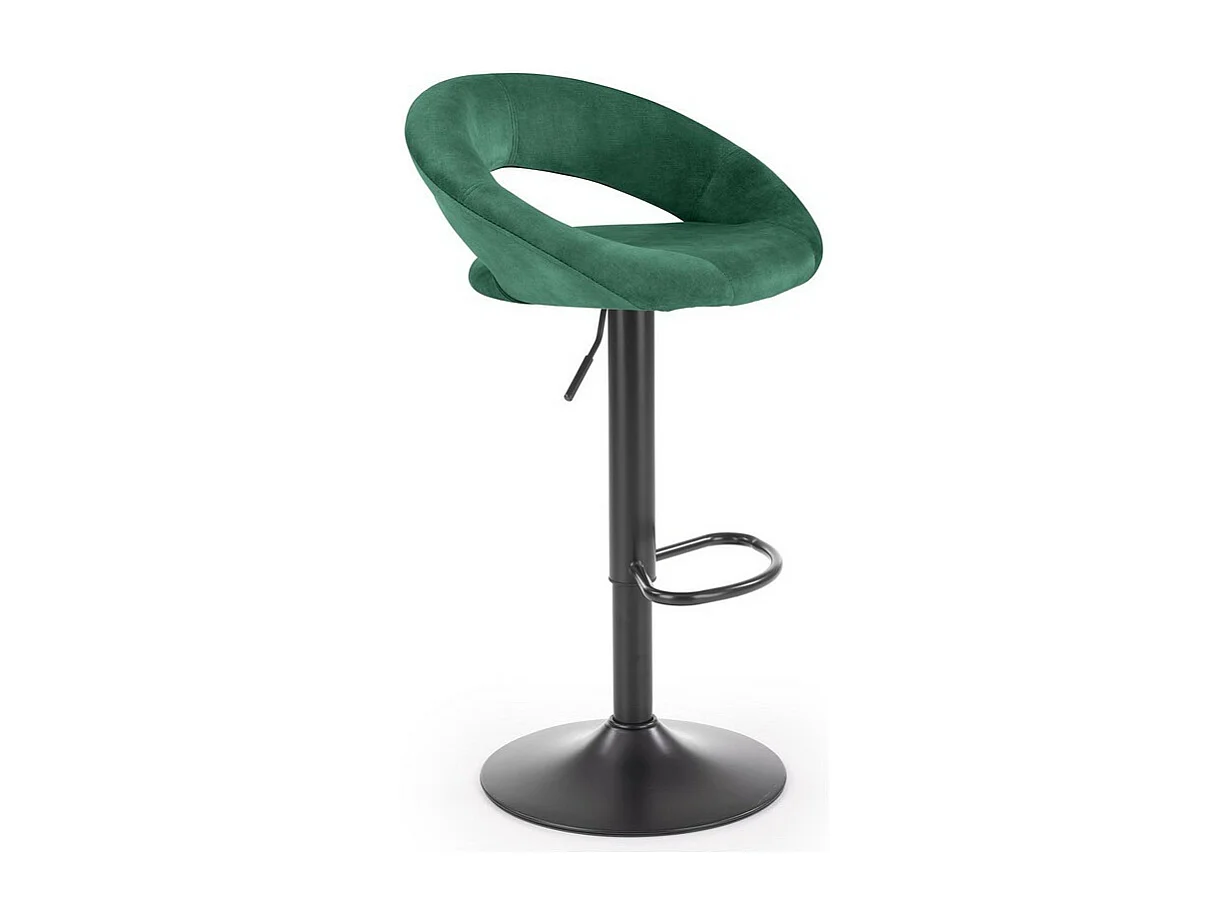 Tabouret de bar contemporain en velours vert avec structure en métal noir BEDIVERE