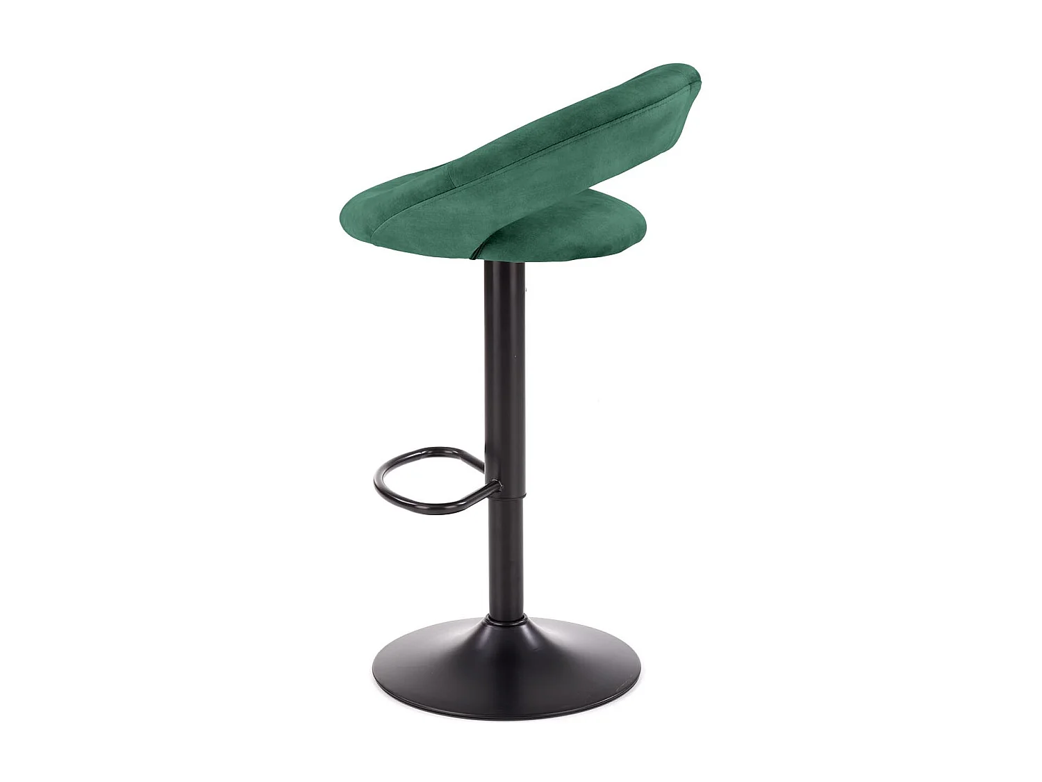 Tabouret de bar contemporain en velours vert avec structure en métal noir BEDIVERE
