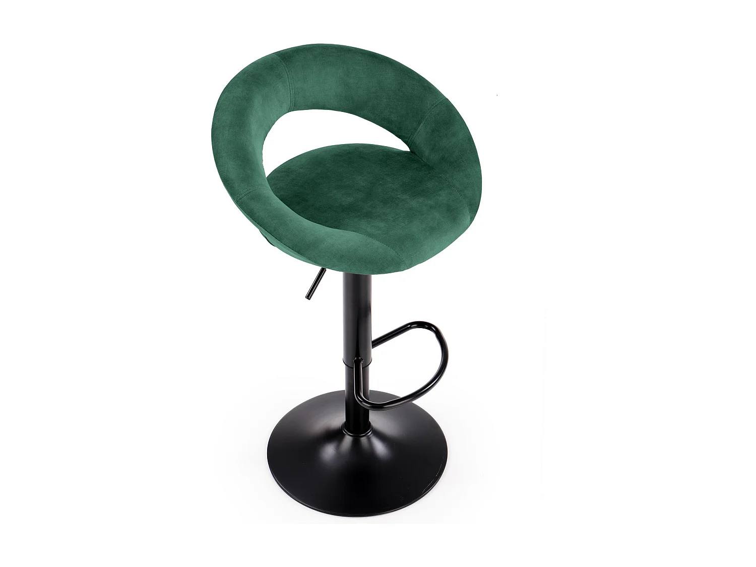 Tabouret de bar contemporain en velours vert avec structure en métal noir BEDIVERE
