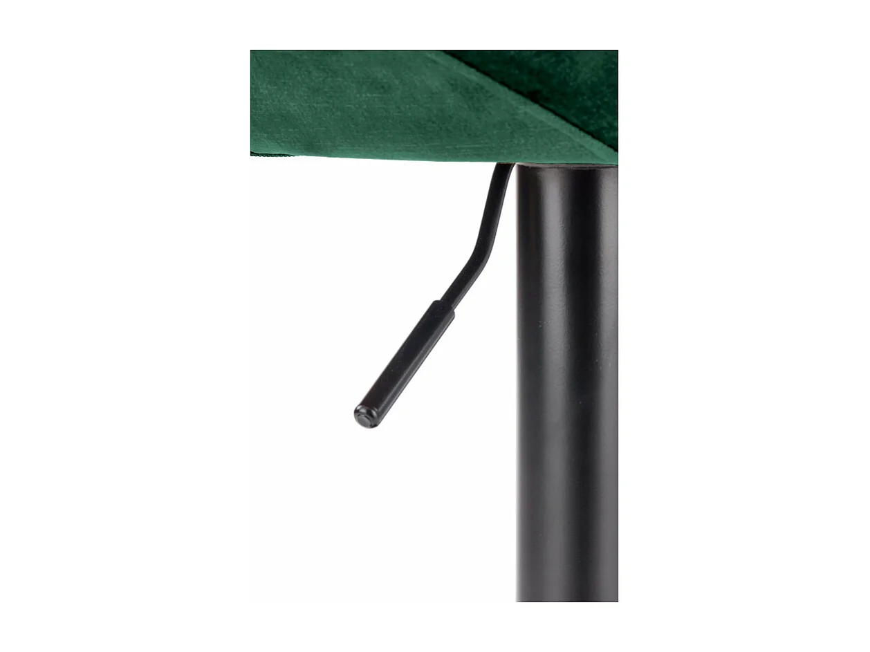 Tabouret de bar contemporain en velours vert avec structure en métal noir BEDIVERE