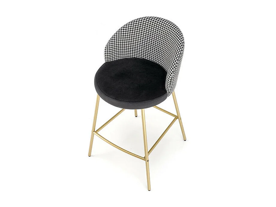 Chaise de bar noire avec dossier pied-de-poule Fool