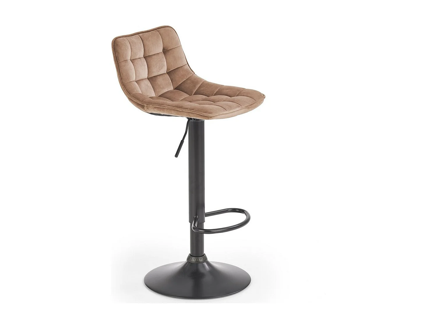 Tabouret de bar en velours beige avec pied en métal noir Manchester