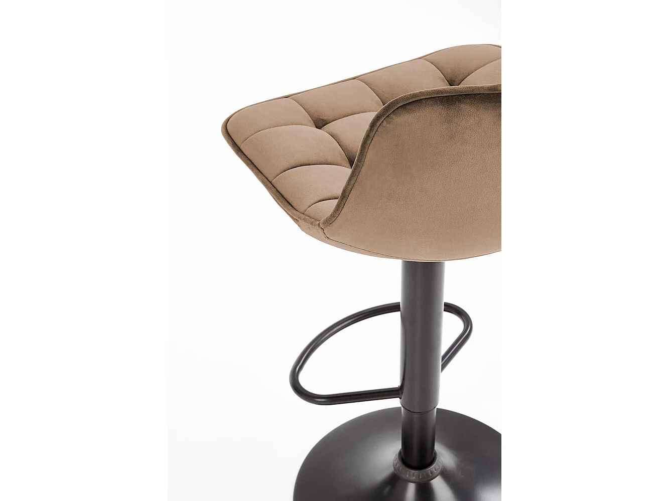 Tabouret de bar en velours beige avec pied en métal noir Manchester