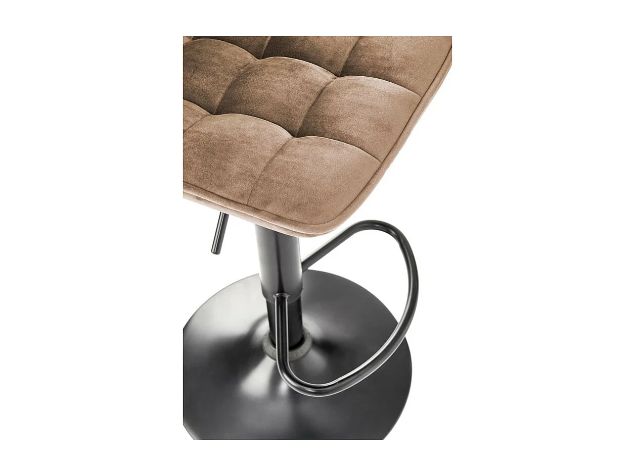 Tabouret de bar en velours beige avec pied en métal noir Manchester