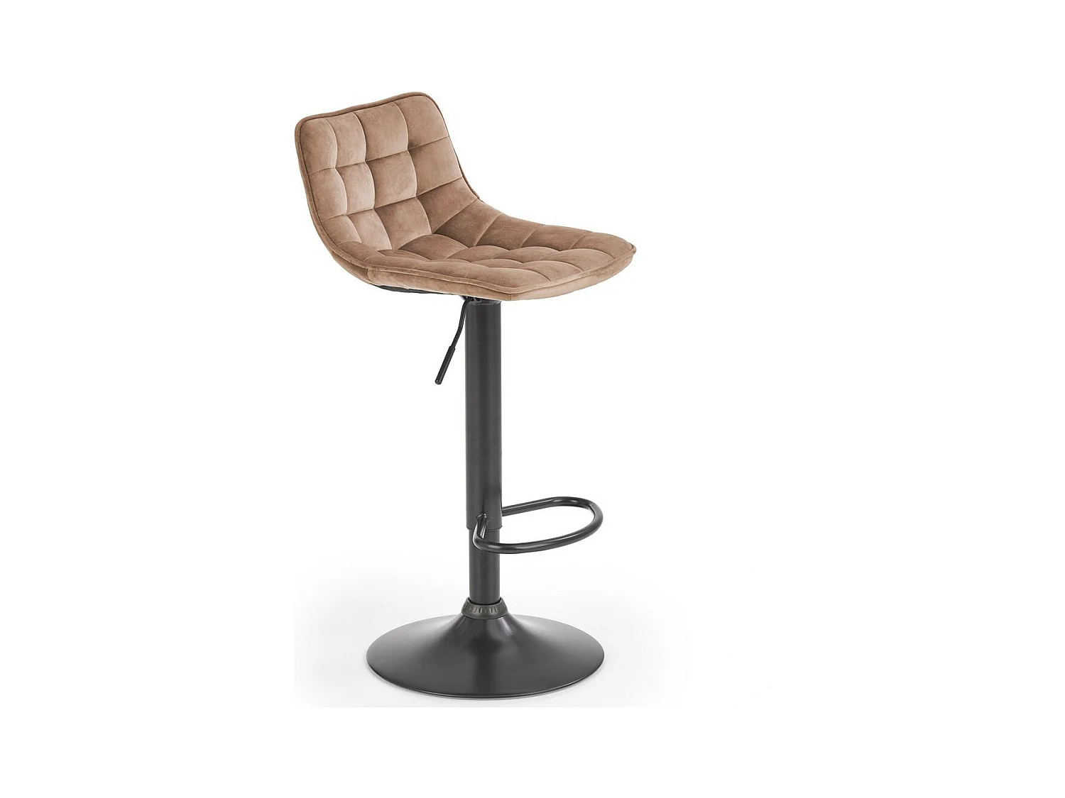 Tabouret de bar en velours beige avec pied en métal noir Manchester