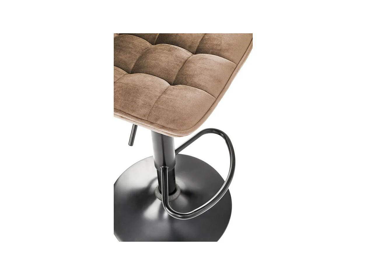 Taburete de bar Manchester de terciopelo beige con base de metal negro