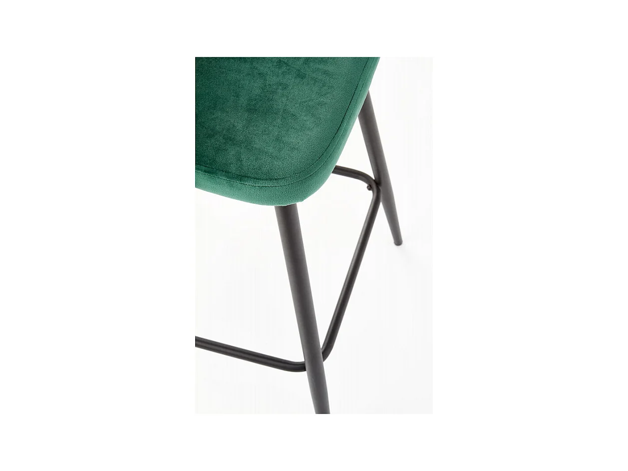 Chaise de bar en velours vert avec pieds en acier noir FIT