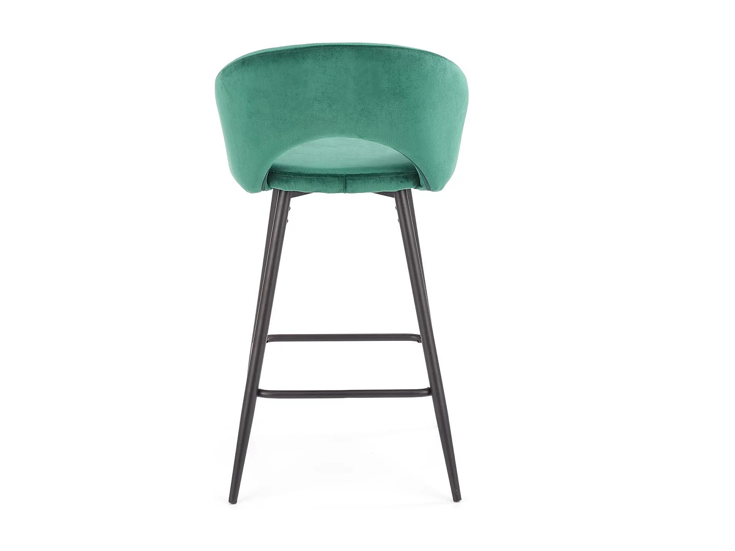 Chaise de bar en velours vert avec pieds en acier noir FIT