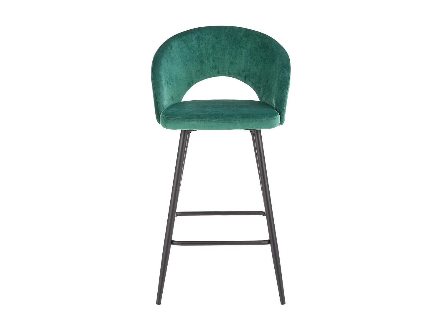 Chaise de bar en velours vert avec pieds en acier noir FIT