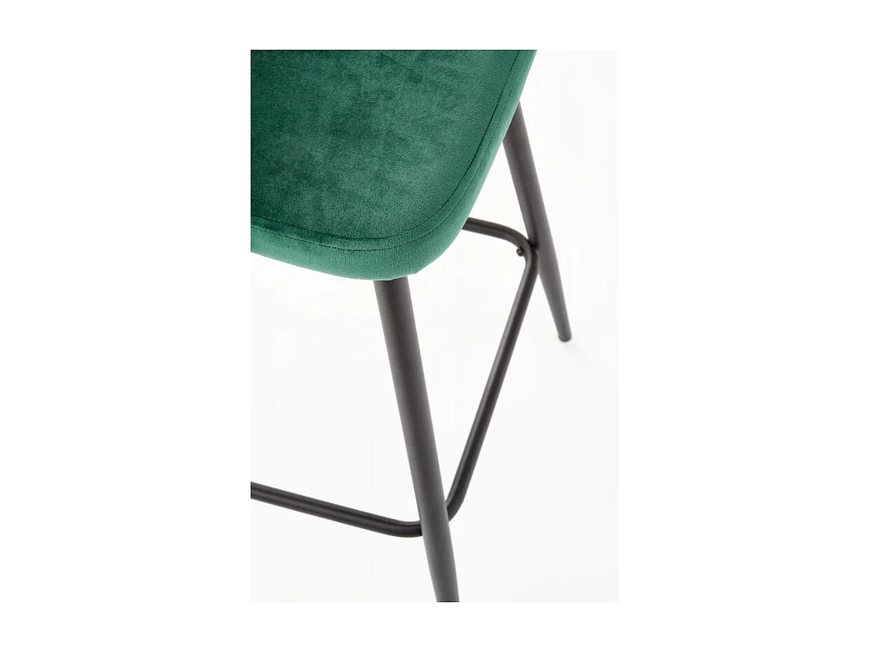 Chaise de bar en velours vert avec pieds en acier noir FIT