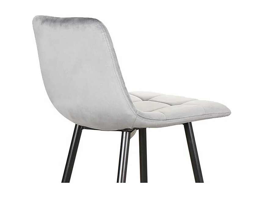 Chaise haute design métal noir velours gris Frigg