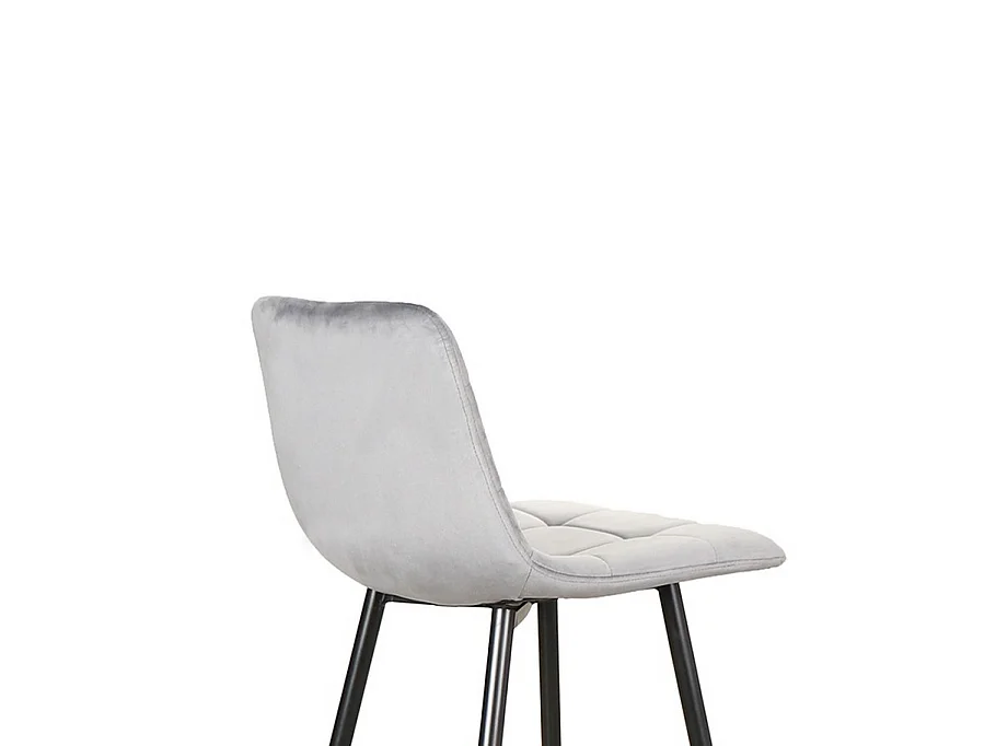 Chaise haute design métal noir velours gris Frigg