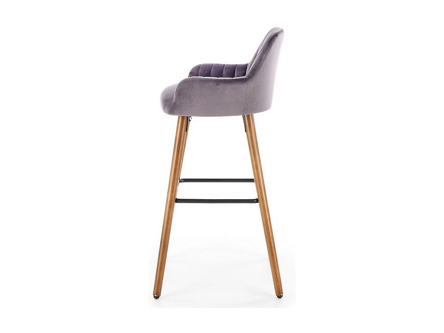 Chaise de bar en velours gris avec pieds en bois massif CLEAN