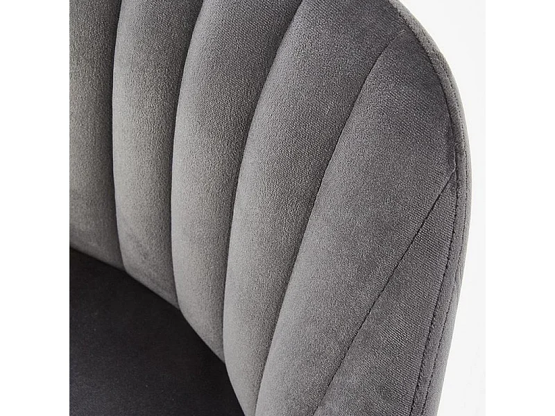 Chaise de bar en velours gris avec pieds en bois massif CLEAN