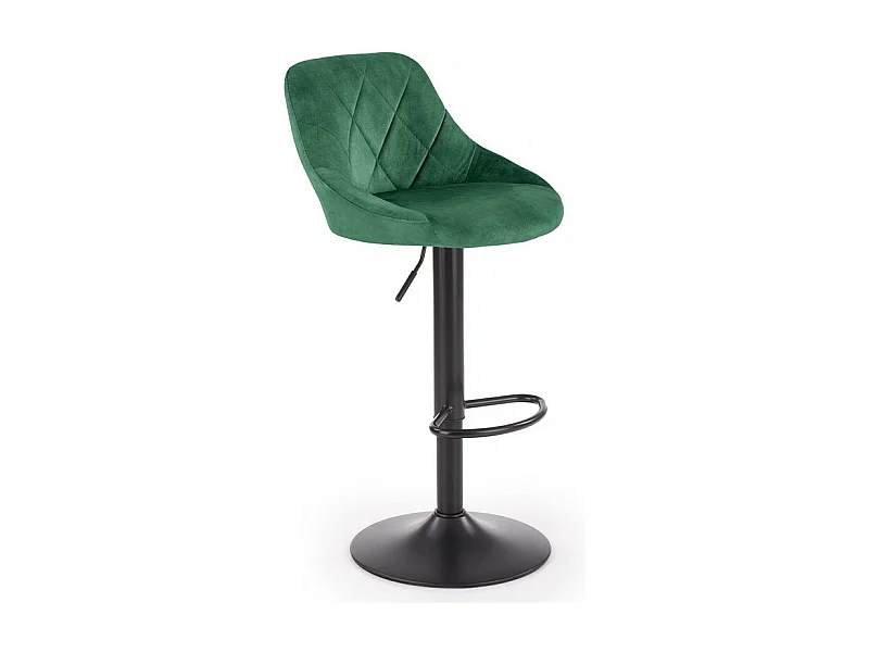 Chaise de bar en velours vert avec structure en métal noir BOHORT