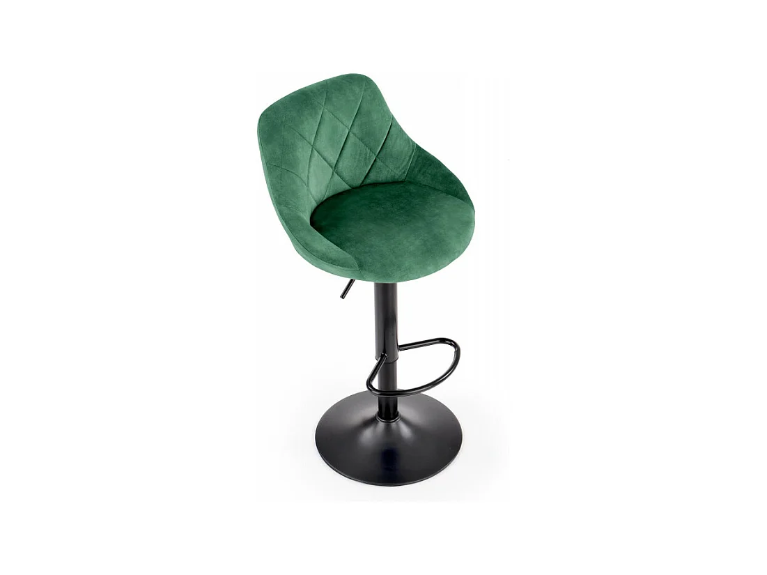 Silla de bar de terciopelo verde con estructura de metal negro BOHORT