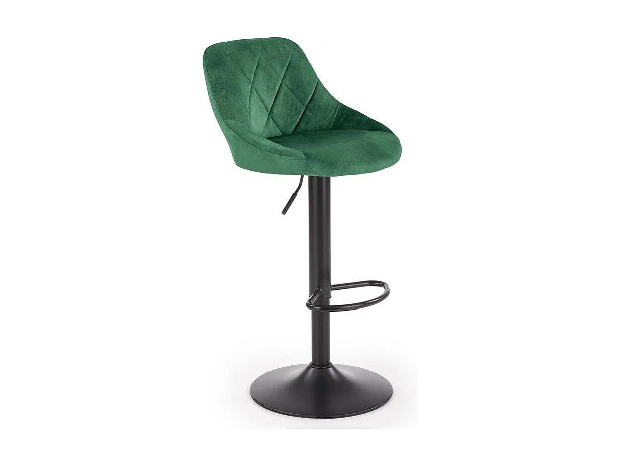 Chaise de bar en velours vert avec structure en métal noir BOHORT