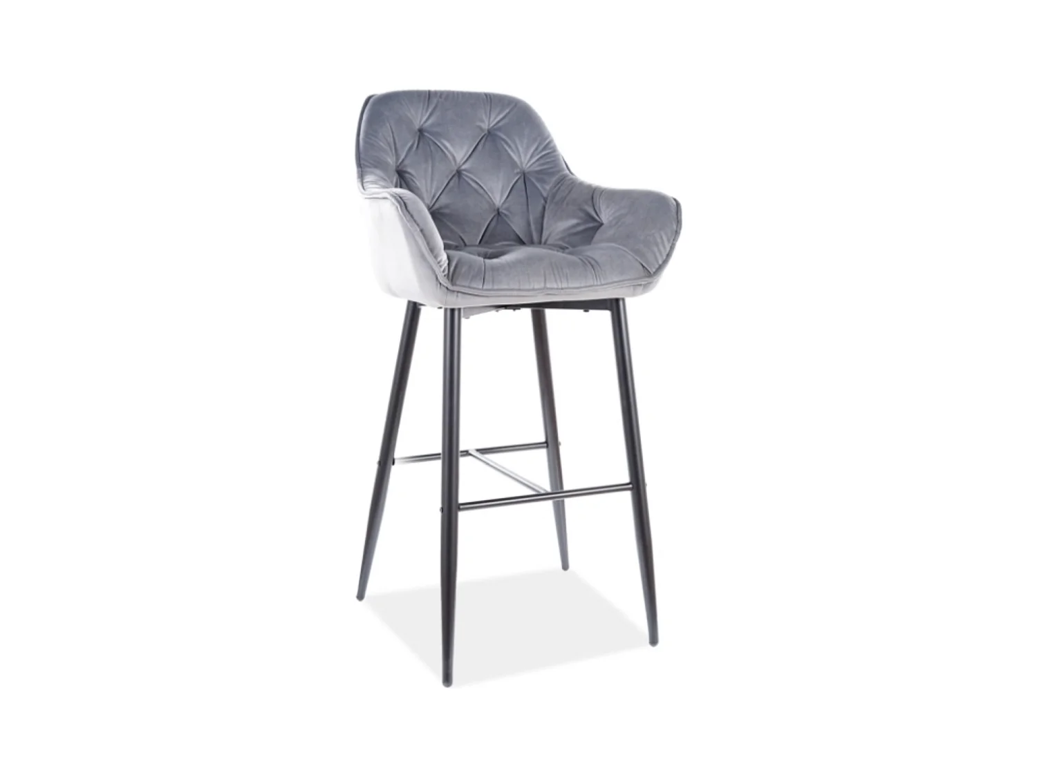 Seggiolone di design Umexa in metallo nero e velluto grigio