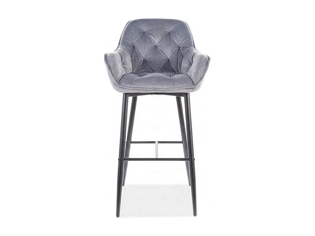 Chaise haute design métal noir et velours gris Umexa