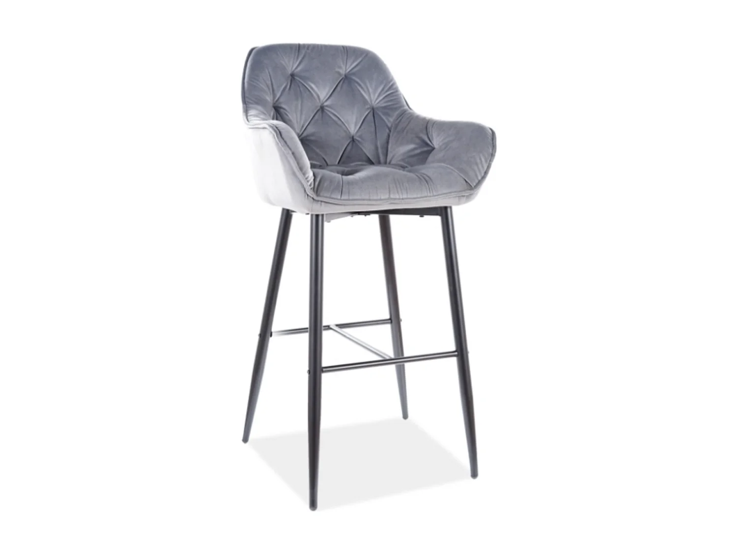 Chaise haute design métal noir et velours gris Umexa
