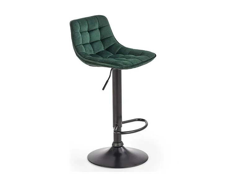 Tabouret de bar en velours vert foncé avec piètement en acier noir MANCHESTER