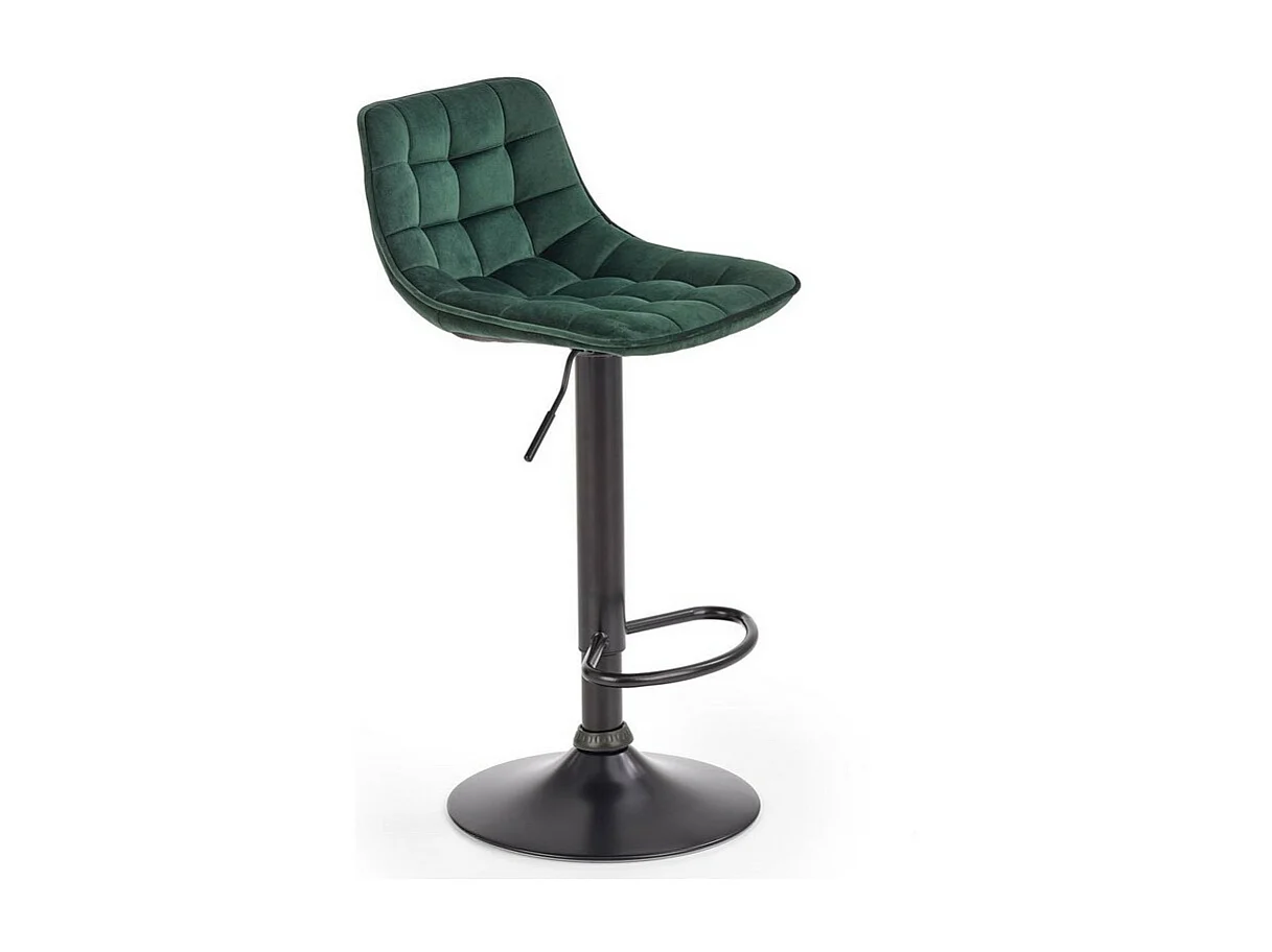 Tabouret de bar en velours vert foncé avec piètement en acier noir MANCHESTER