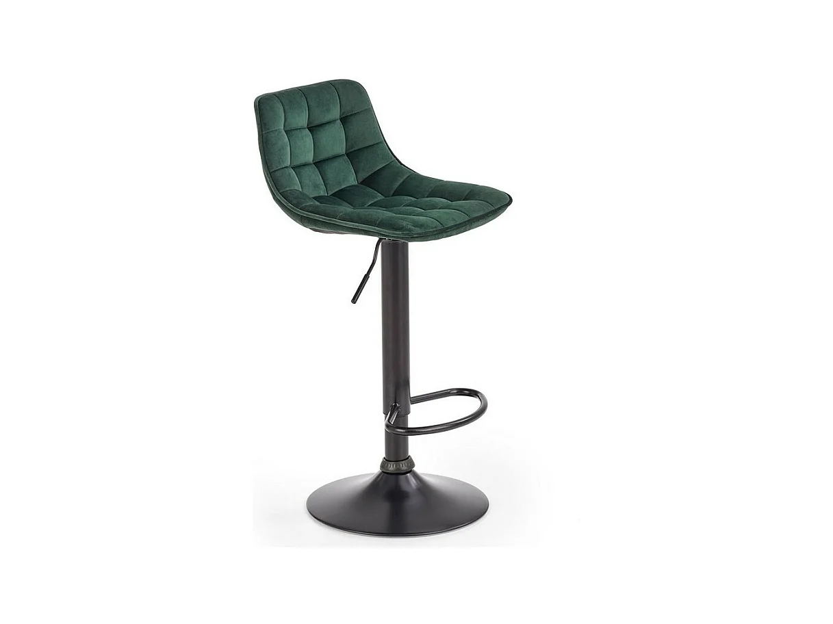 Tabouret de bar en velours vert foncé avec piètement en acier noir MANCHESTER