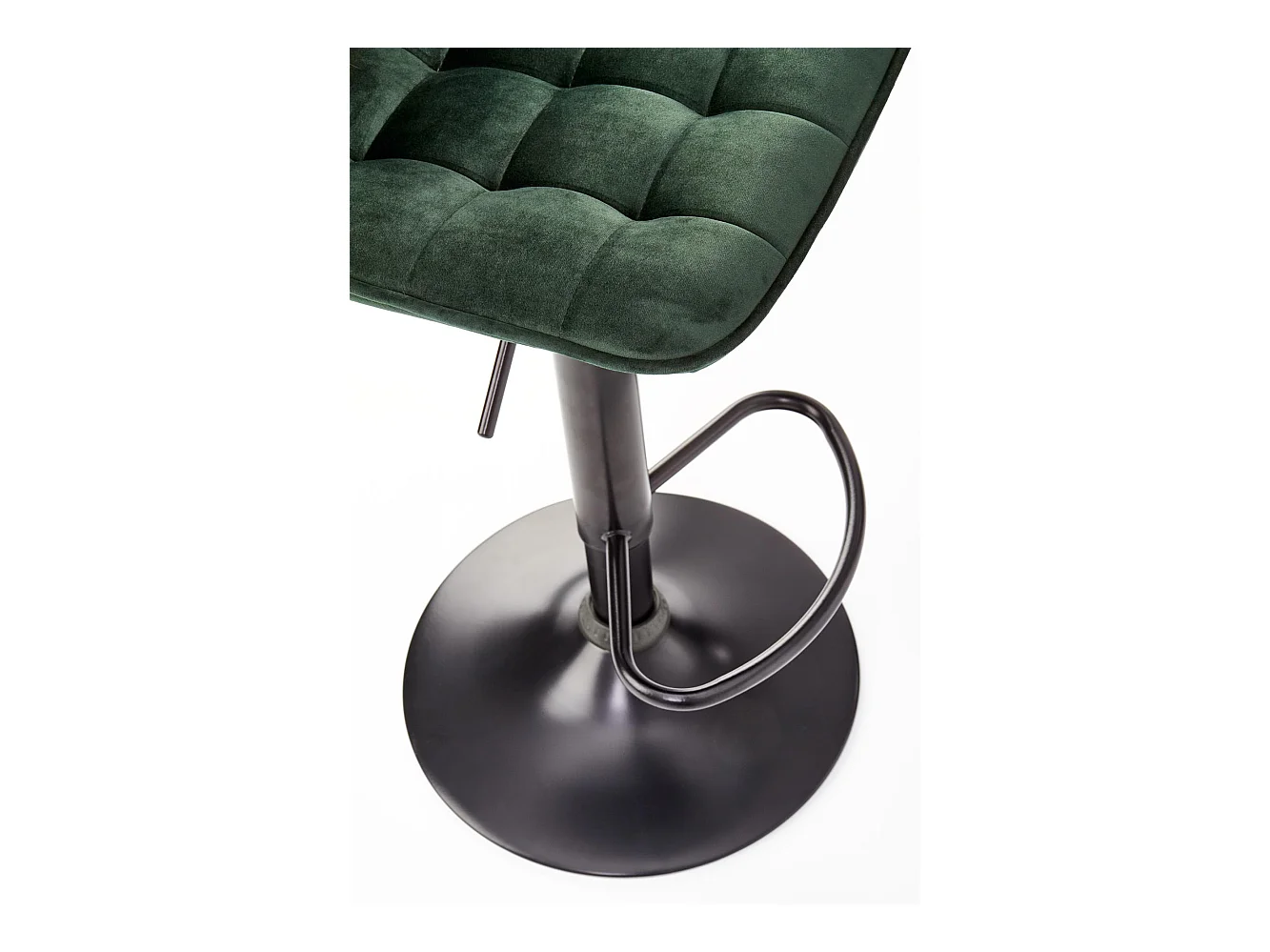 Taburete de bar de terciopelo verde oscuro con estructura de acero negro MANCHESTER