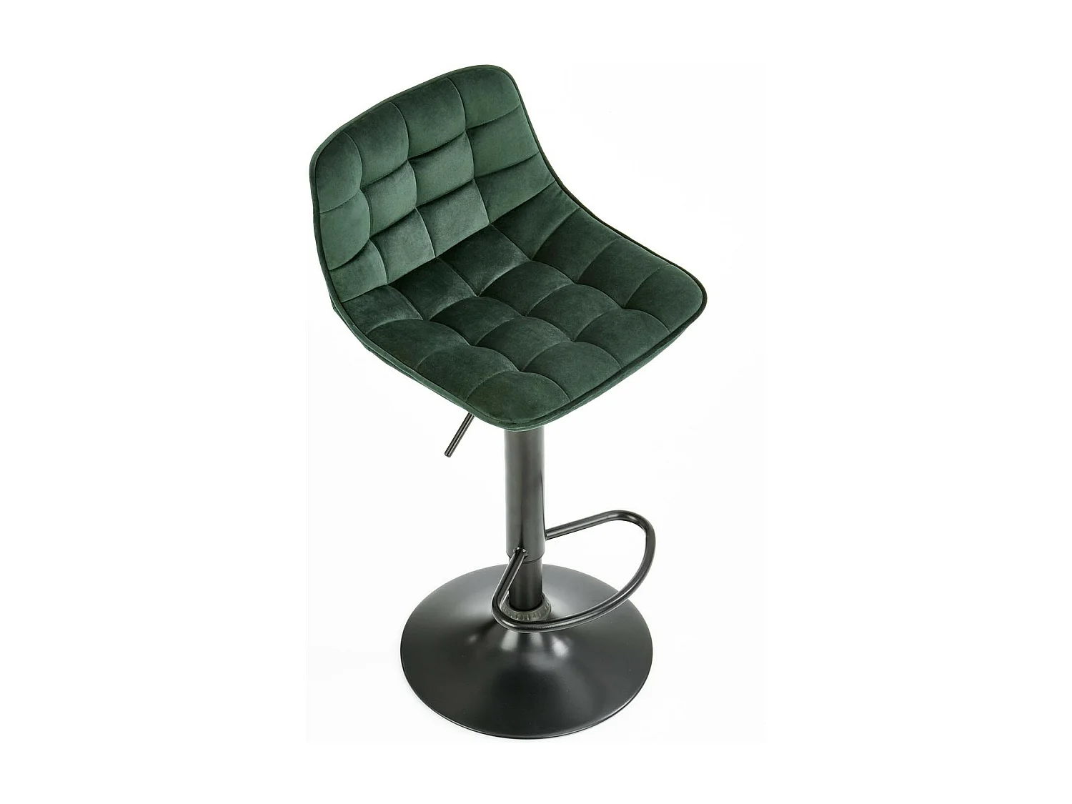 Tabouret de bar en velours vert foncé avec piètement en acier noir MANCHESTER