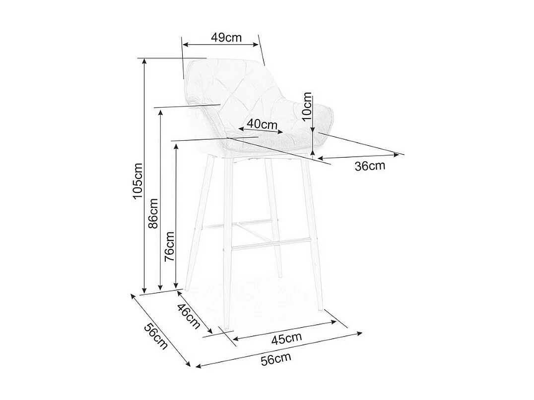Chaise haute design métal et velours noir Umexa
