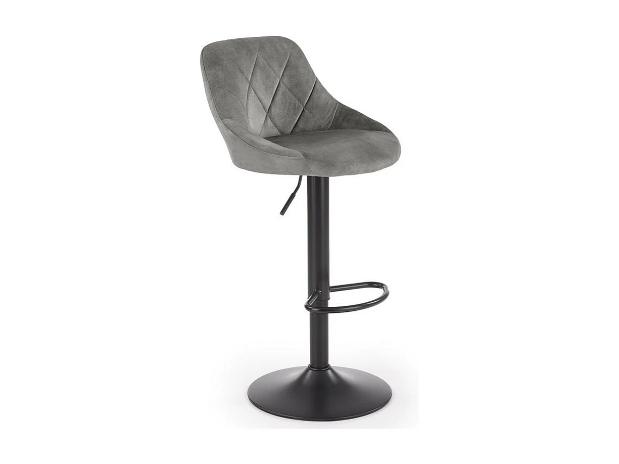 Chaise de bar en velours gris avec structure en métal noir BOHORT