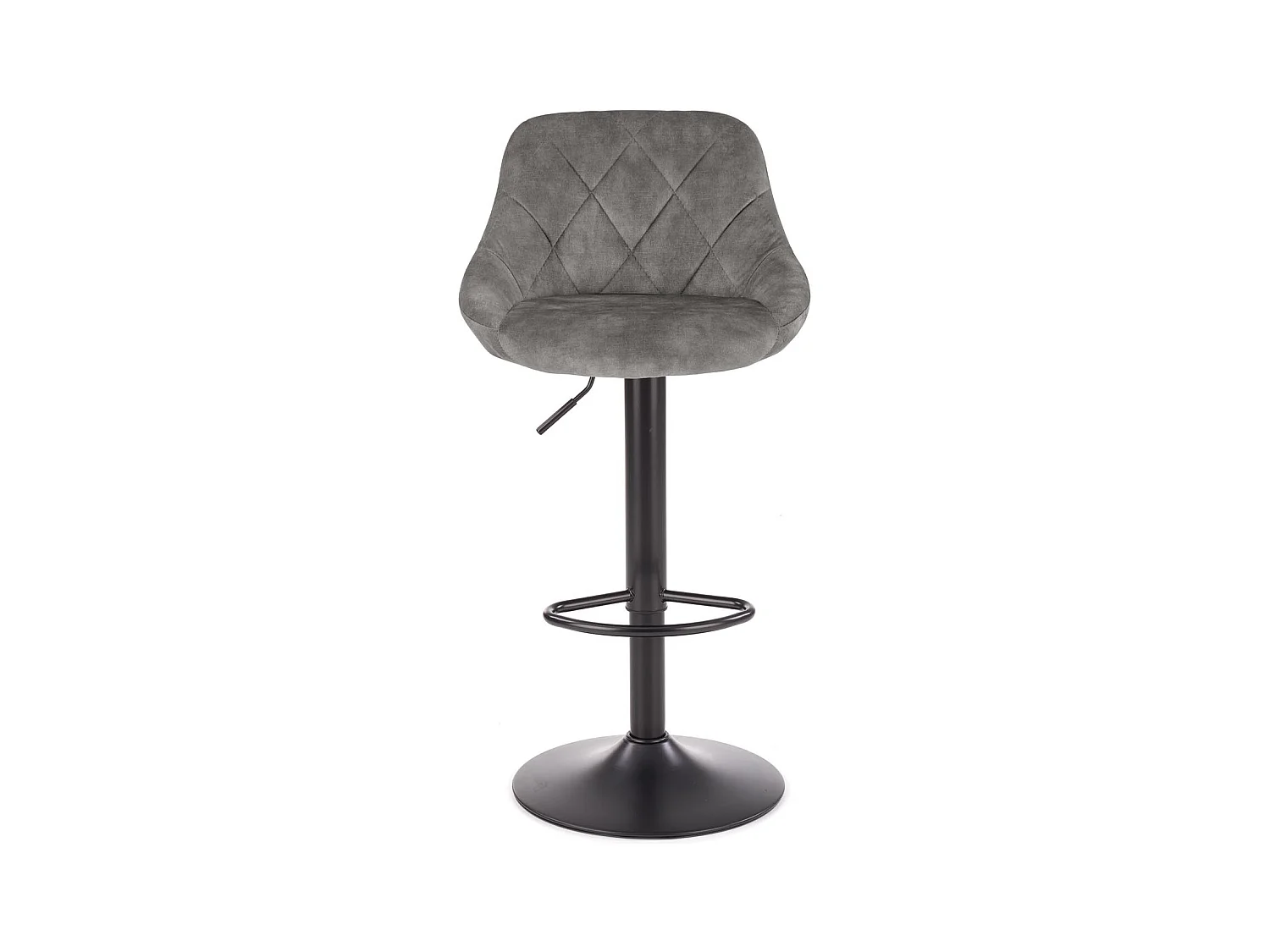 Chaise de bar en velours gris avec structure en métal noir BOHORT