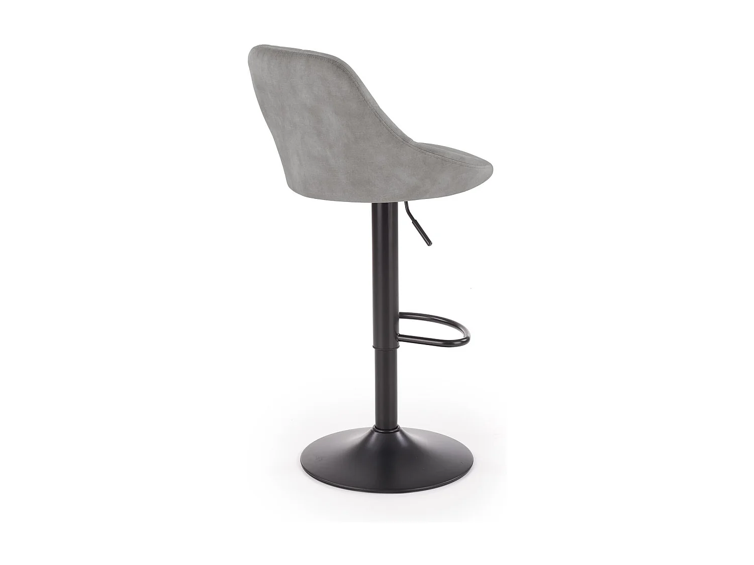 Chaise de bar en velours gris avec structure en métal noir BOHORT