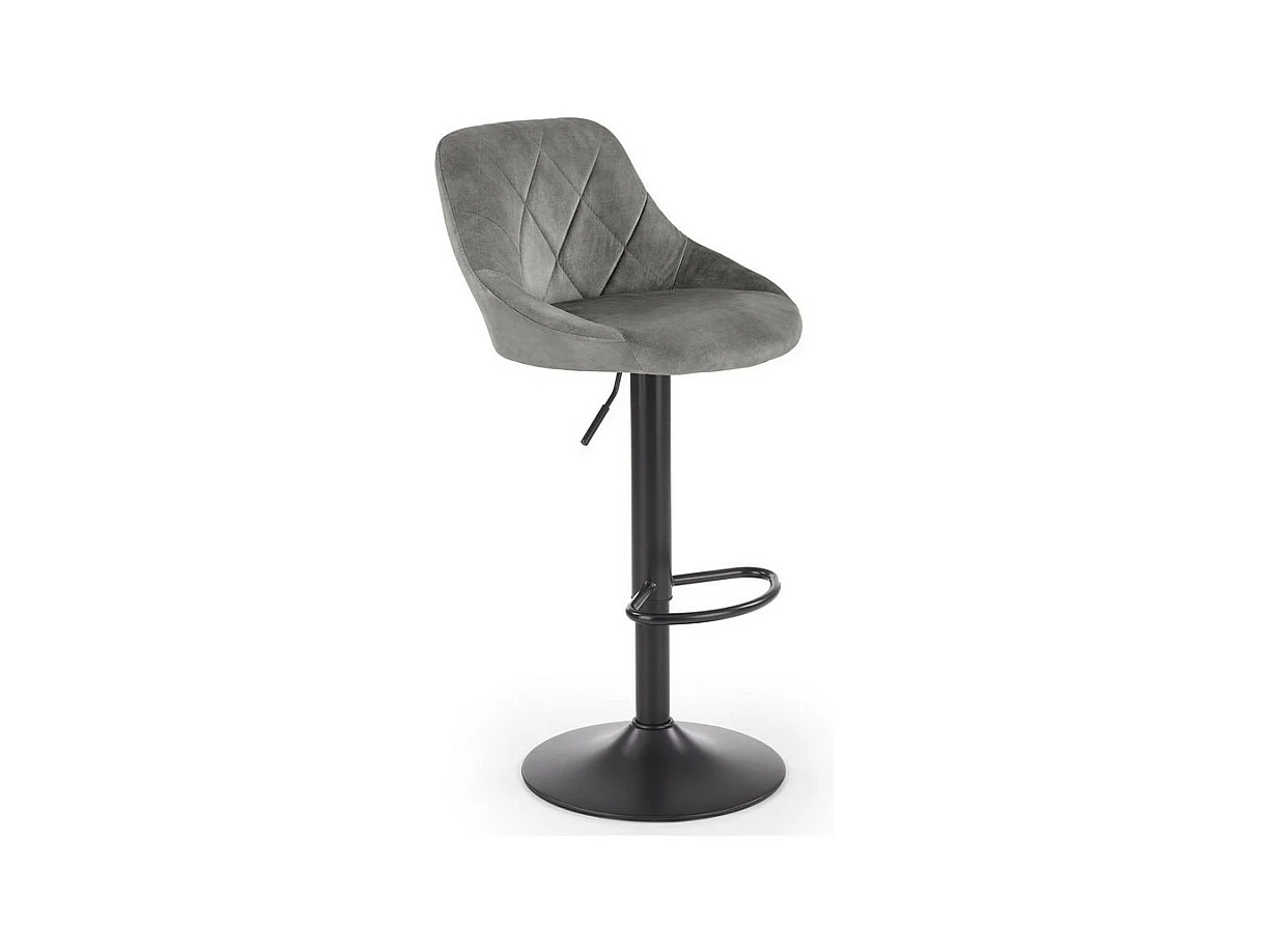 Chaise de bar en velours gris avec structure en métal noir BOHORT