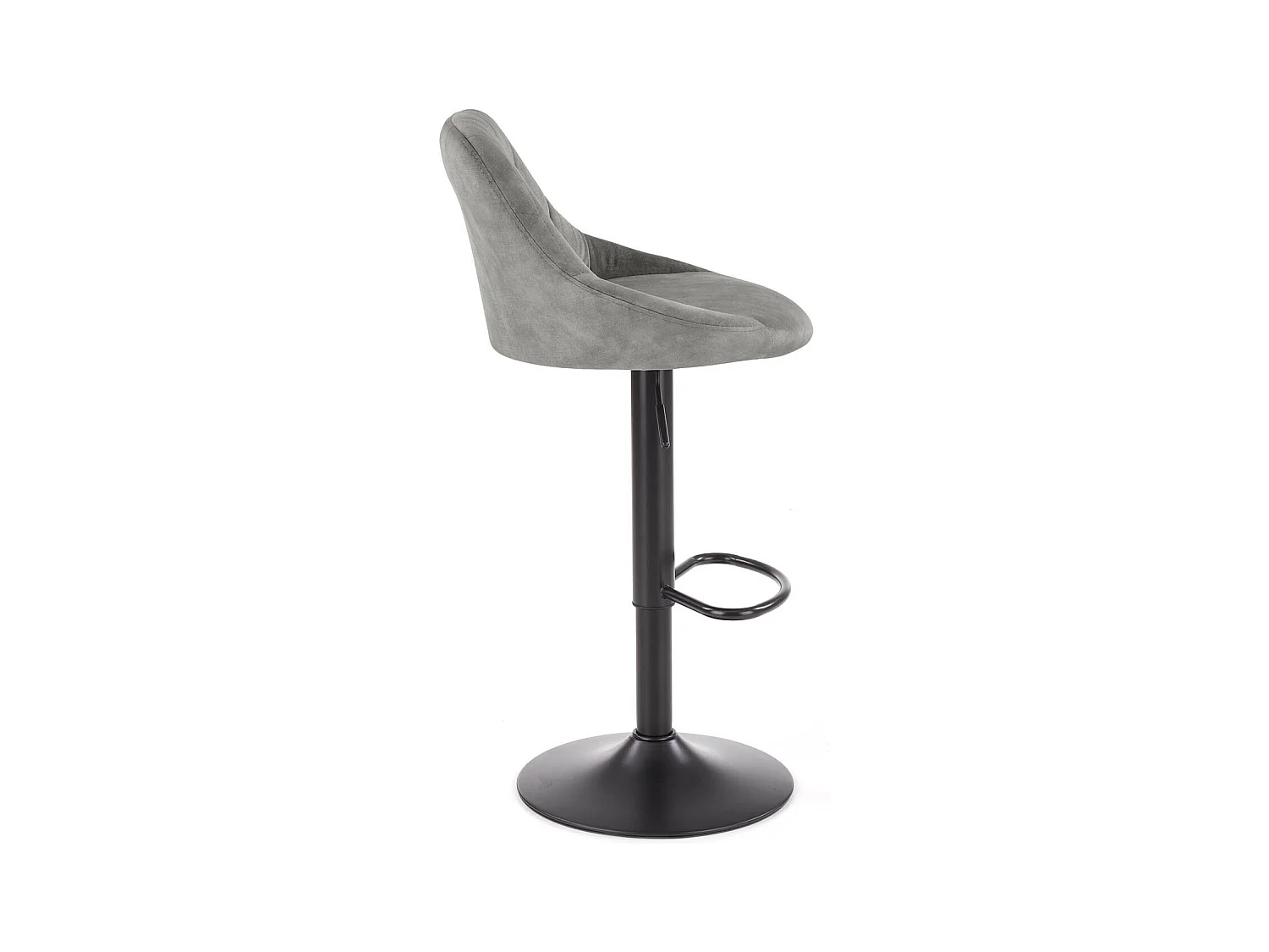 Silla de bar de terciopelo gris con estructura de metal negro BOHORT