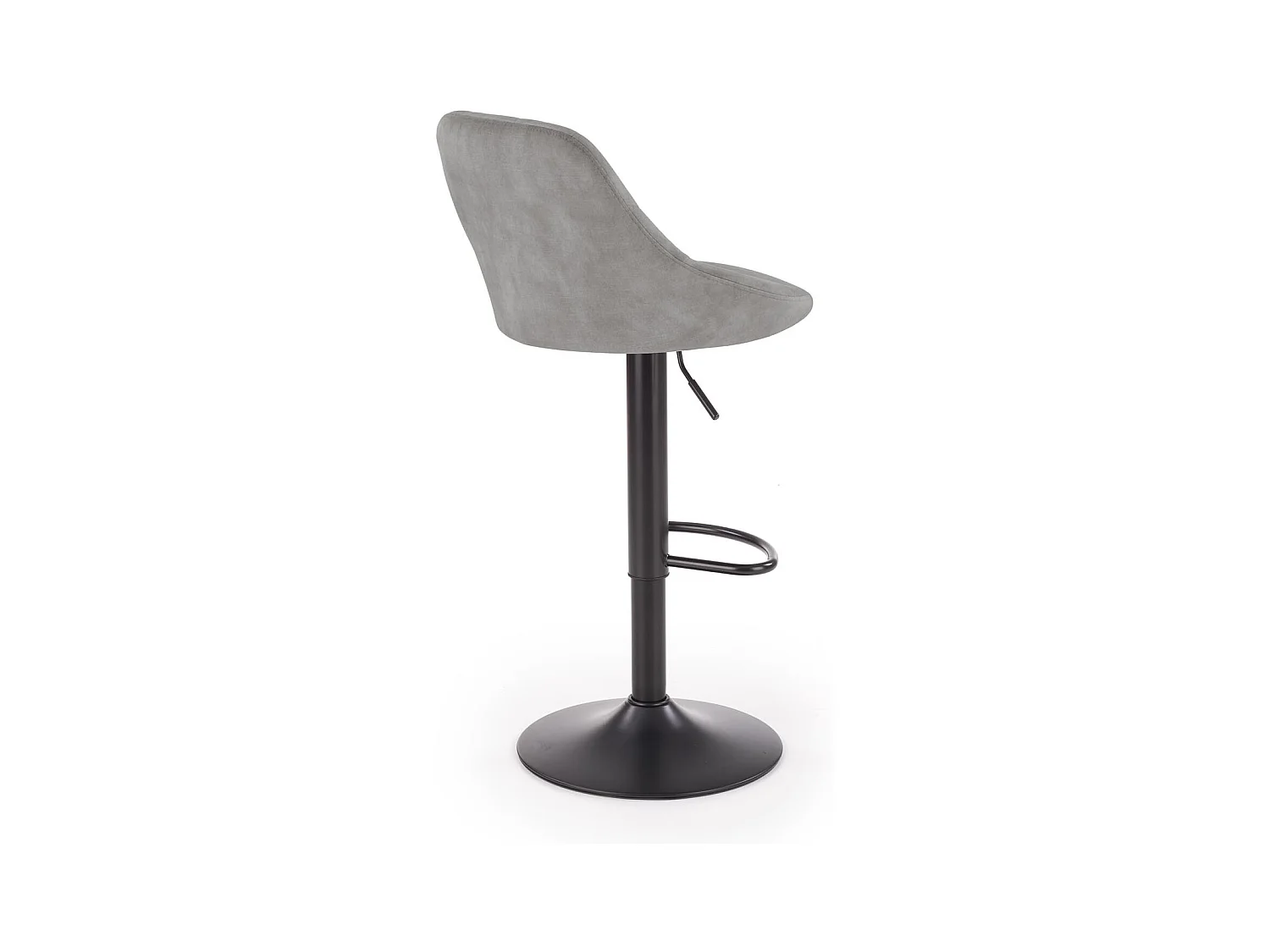 Silla de bar de terciopelo gris con estructura de metal negro BOHORT